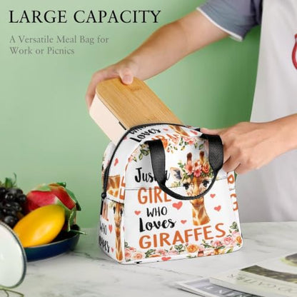 Giraffe Loves Lunch Bag for Women Men | Insulated Lunch Box Leakproof Food Meal Containers Reusable Foldable 6L Capacity Lunch Tote Bags for Work Picnic Travel - color: style-14