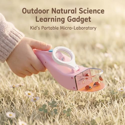 Baideluo Bug Catcher Kit for Kids 3-8 with Light & Magnifier (Pink) - color: Pink