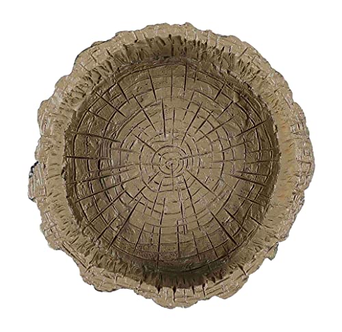 Tree Trunk Food/Water Dish for Amphibians, Reptiles and Other Little Critters, Made from Premium Non-Toxic Resin - Small Size - color: Brown(1 pcs)