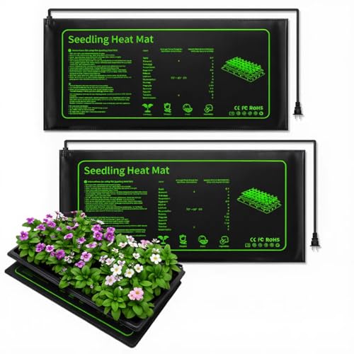 2 Pack Seedling Heat Mat for Seed Starting Plants Germination, 10"x20.5" | Improve germination rate, Stable uniform heat, Ideal germination temperature 75- 95°F(24-35°C),Waterproof, Fit 1020 Tray - size: 10×20"-2P