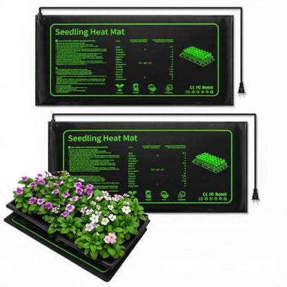 2 Pack Seedling Heat Mat for Seed Starting Plants Germination, 10"x20.5" | Improve germination rate, Stable uniform heat, Ideal germination temperature 75- 95°F(24-35°C),Waterproof, Fit 1020 Tray - size: 10×20"-2P