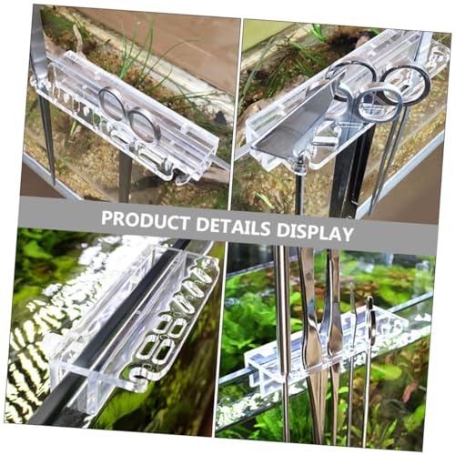 Generic Acrylic Fish Tank Tweezers Scissors -Mounted Storage Organizer for Aquarium Cleaning Tools and Break-Resistant Maintenance Holder Multiple Tool Slots