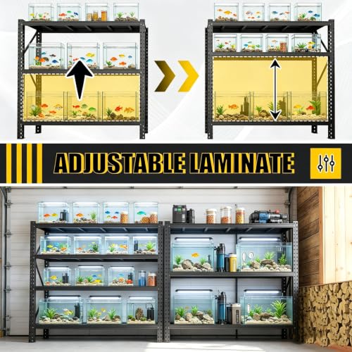 Aquarium Stand Fish Tank Stand 1600LBS Metal Shelving Adjustable Heavy Duty Storage Shelves Display Shelves Utility Shelf for Turtle Tank, Reptile Terrarium, 63" H×67" W×20" D, Black(Tank not Included) - size: 63"H × 67"W × 20"D