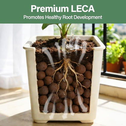 Halatool 4LB Leca Balls for Indoor Plants, 4-16mm Clay Pebbles for Drainage | Lightweight Hydro Balls, pH-Neutral, Prevent Root Rot, Moisture Control, Semi-Hydroponics, Orchids, Succulents, Potted Plants - size: 4LB