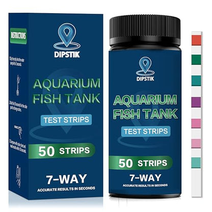 7-Way Aquarium Test Strips for Freshwater Saltwater (50 Strips) | Quick and Accurate Fish Tank Pond Test Strips,Test Nitrate, Nitrite, Chlorine,Hardness,Alkalinity, Carbonate, Ph - color: 7 WAY-50ct
