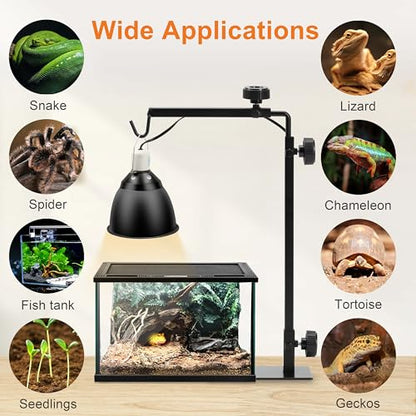 Simple Deluxe Reptile Light Stand Adjustable 14-26 inch Floor Lamp Holder, Metal Bracket for Reptile Tank & Terrarium Heating Light - size: Lamp Stand S
