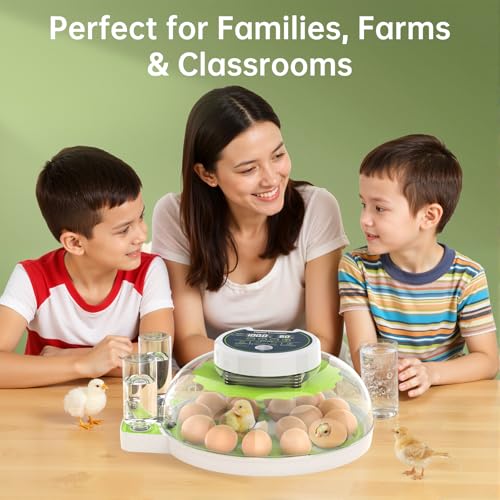 Egg Incubator with Automatic Egg Turning and Humidity Control, 18 Eggs Incubators for Hatching Eggs Chicken Quail Ducks Goose Parrot for Home Lab Farm Classroom