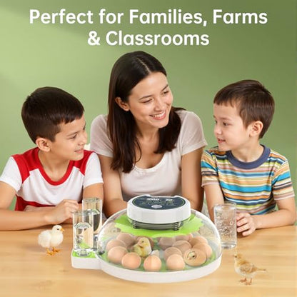 Egg Incubator with Automatic Egg Turning and Humidity Control, 18 Eggs Incubators for Hatching Eggs Chicken Quail Ducks Goose Parrot for Home Lab Farm Classroom