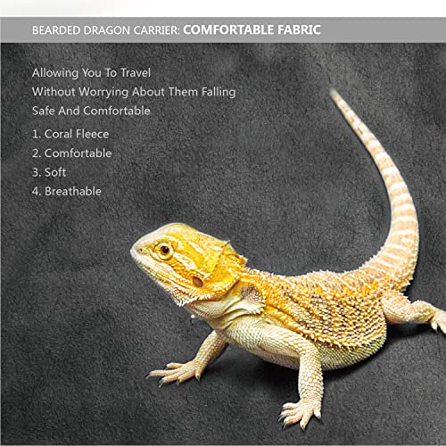 Bearded Dragon Leash and Harness Set, Beardie Carrier, Lizard Adjustable Harness with Leather Wings and Sling Bag, Reptile Small Pet Backpack Batwing Accessories (Grey) - color: Grey
