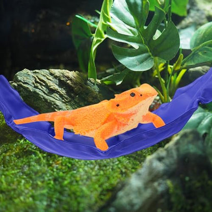 Bearded Dragon Hammock, Lizard Hammock with Suction Cups Hooks, Bearded Dragon Tank Accessories, Reptile Lounger for Geckos, Blue, 1 Set - color: Blue