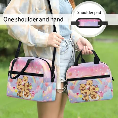 Capybara Kids Lunch Bag : Rainbow Lunch Box Main Compartment Fits Snacks- Keeps Cool- Good for Capybara Cafe, School & Summer Travel - color: Capybara Rainbow