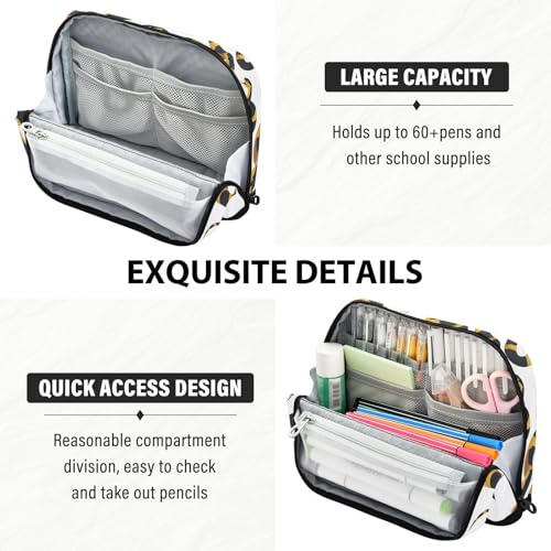 Snake Yellow Black Pencil Case Bag Boys Girls Large Pencil Pouch Pen Holder with Big Capacity For Women Men School Office Supplies