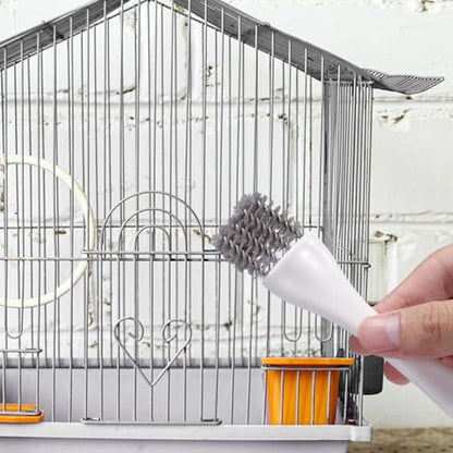 4pcs Bird Cage Cleaner with Long Handle, Stainless Steel Kennel Parakeet Bird Perches Remover Guinea Pig Cage Cleaning Brush Efficient Parrot Dropping Supplies for Budgie Cockatiel Small Pets