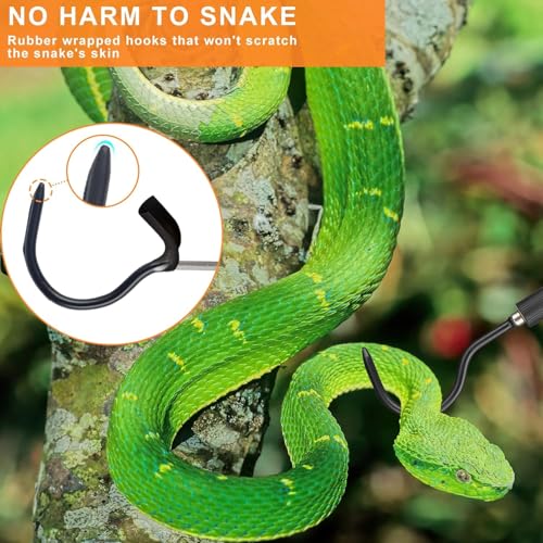 Snake Hooks, Stainless Steel Snake Hook Extendable Handled Desigh for Removling Large or Small Snakes and Reptiles Rattlesnakes Python Copperhead Stainless Steel Handle 35"-65" - size: 35-64inch