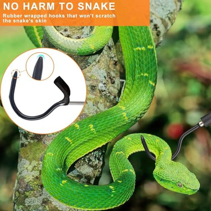 Snake Hooks, Stainless Steel Snake Hook Extendable Handled Desigh for Removling Large or Small Snakes and Reptiles Rattlesnakes Python Copperhead Stainless Steel Handle 35"-65" - size: 35-64inch