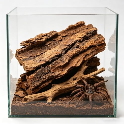 NUOBESTY 8 Pack Cork Bark for Reptile Hides and Terrarium Decor | Natural 2 X 3.9 in Reptile Tree Bark Panels for Gecko Climbing, Custom Shelters, Plant Mounting and Bioactive Layouts
