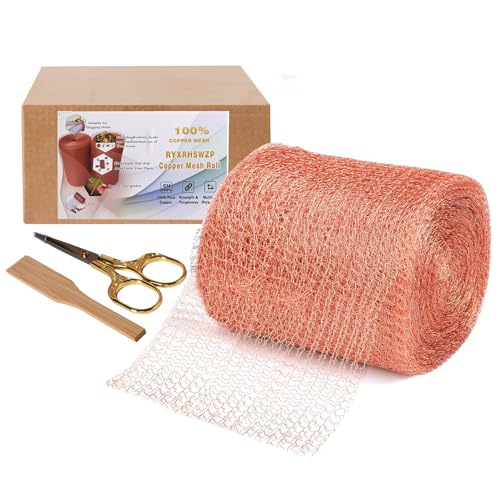 5" x 100 ft Copper Mesh Rodent Control Copper Wool for Slug Mice Snail Pest | Copper Mesh for Mice Pest Snail Bat Control Copper Steel Wool for Weep Hole Covers Blocks Gap Rodent Mesh Scissors Included - size: 5 inx100 ft