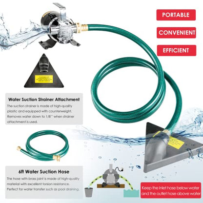 Water Transfer Pump, 115V 1/10HP 330GPH Utility Water Pump Electric With 6ft Suction Hose Kit, Portable Small Water Pump For Pool Draining, Removing Water From Rain Barrel, Aquariums, etc. - style: 1/10HP
