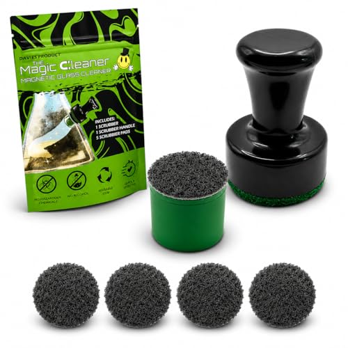 The Magic Cleaner Magnetic Glass Cleaner Kit |Mini, 12mm Size | For Water Pipes, Vases, Windows, Aquariums, Small, & all Shapes & Sizes | Cleans Hard to Reach Stains | Scrub via Magnet Glass Cleaner