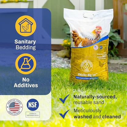 Premium Chicken Sand 50 lbs (4-Pack) – Dust-Free, Odor-Control Bedding for Chicken Coops, Nesting Boxes, and Runs – Natural Poultry Litter, 200 lbs Total - size: 4 Pack