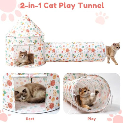 Cat Bad Pop Up Collapsible Yurt Tent, Pet Rest Hut for Indoor | Foldable Cats Cave Hideout Pet Toys ,Cat Rest Hut for Bunny, Guinea Pig, Ferrets, Puppy - color: Pale pink