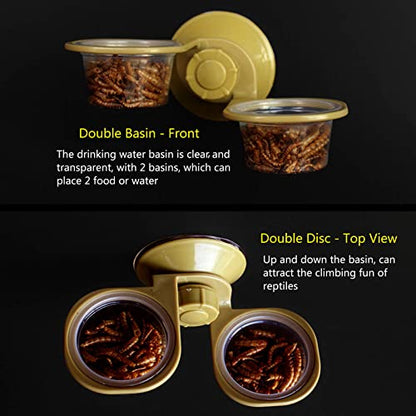 Bearded Feeding Food Water Bowl Worm Dish Suction Cup Feeder Supplies for Small Reptiles Feeder Tongs Live Dish Escape Bowl Automatic Cups Box