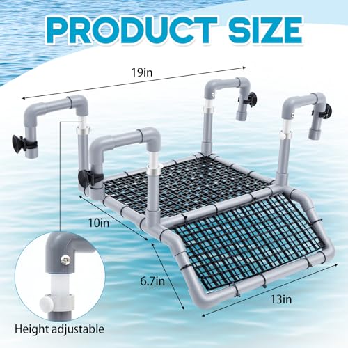 Adjustable X-Large Turtle Basking Platform, 19″ Wider Hanging Turtle Dock, DIY Ramp with PVC Pipes and Suction Cups Basking Area for Aquarium Tank 40/50/65/75/90 Gallon, Tank Accessories - style: Classic