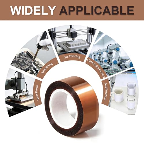 6 Rolls 10mm x 33m(0.4in x 108FT) Heat Tape for Sublimation Transfer, High Temperature Heat Resistant Tape Heat Transfer Tape for Heat Sublimation Press Vinyl,No Residue, Soldering,Circuit Board