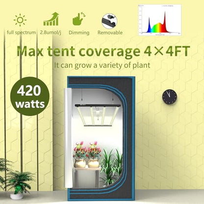 LED Grow Lights for Indoor Plants Full Spectrum Growing Light Bar Plant Hanging Growing Lamps Seedling Daisy Chain Dimmable 4x4ft Coverage - size: 420watts