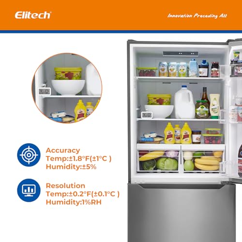 Elitech Fridge Thermometer Hygrometer Digital Freeze Refrigerator Thermometer Waterproof Large LCD Display TM-2TH - size: Thermo-hygrometer