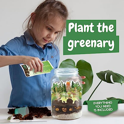 Science4you Grow and Glow Dinosaur Terrarium Kit for Kids - Make Your Own DIY Dinosaur Habitat Ecosystem, Glow in The Dark Mini Terrarium + Plant Growing Kit for Boys and Girls Ages 6 7 8 9+