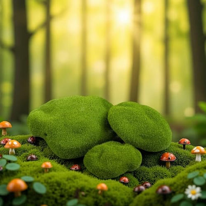 40PCS Artificial Moss Rocks, 4 Size Fake Moss Rocks, Green Moss Decor for Floral Arrangements, Fairy Gardens and Crafting