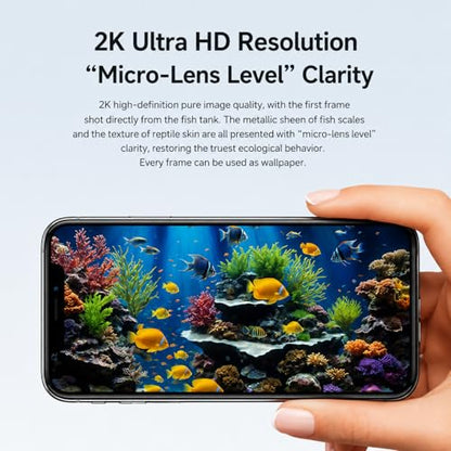 Fish Tank Aquarium Camera, 2K HD 140° Wide Angle Anti WiFi Smart Aquarium Reptile Camera with AI Motion Detection, Terrarium Cameras for Aquarium Breeding Tank