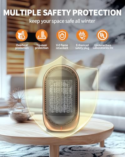 Space Heater, Portable Small Heaters for Indoor Use, Electric Desk Heater with Overheat and Tip-Over Protection, Mini Personal Heaters for Home Office Workspace, Black - color: Black