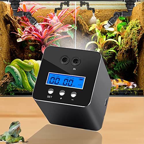 Reptile Humidifier & Mister for Tanks | 360° Adjustable Nozzles, Auto Timer, Leak-Proof Fogger for Terrariums, Amphibians & Rainforest Plants