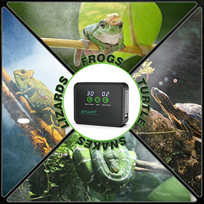 HassoKon Reptile Humidifier, Fogger Misting System, Automatic Mister Smart Timer, Touch Screen Humidity Controller for Reptile Terrariums, White, Plastic, 2.5L, 24H, Corded Electric