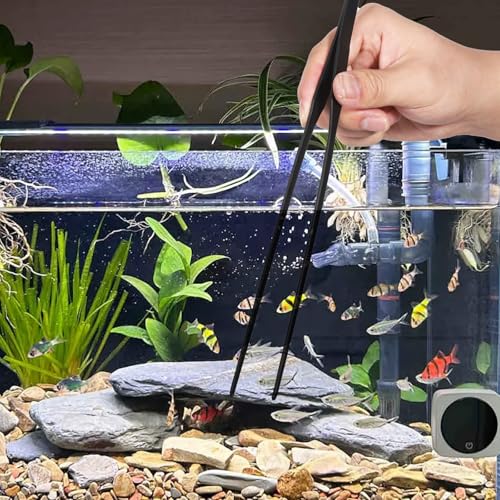 cobee 2 Pcs Extra Long Reptile Feeding Tongs, Straight and Curved Long Tweezers Stainless Steel Food Tweezer 10.6 inch Terrarium Feeder Tool for Lizard Snake Bearded Dragon Aquarium Tank