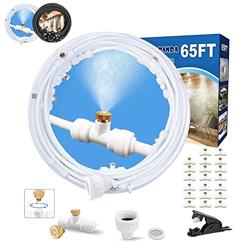 Mister System for Outside Patio, White Misting Kit for Backyard, 65Ft|20M. | Outdoor Cooling Mist for Outside Garden, Deck, Umbrella, Canopy, Pool, Porch,Greenhouse, Trampoline Sprinkler, Kids, Park - color: White, size: 65FT