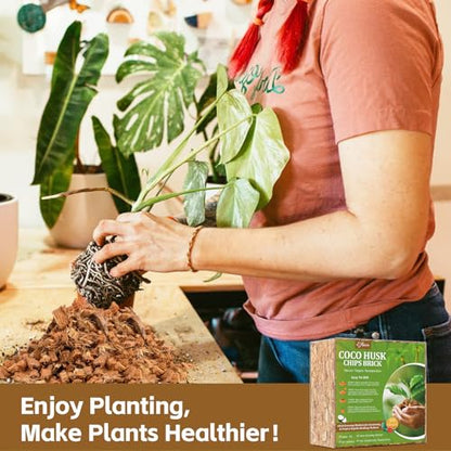 Riare 10LB Organic Coco Coir Chips for Plants Coconut Husk Substrate | Low EC & pH Balanced, Superior Drainage & Aeration, High Expansion & Moisture Retention, Mulch for Orchids, Herbs, Soil Mix