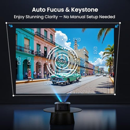HAPPRUN 1500 ANSI Lumens Outdoor Projector with Official Google TV | 4K Supported, Dolby Audio, TOF Auto Focus & Auto Keystone, 10K+ Apps, WiFi 6, Bluetooth, Indoor & Outdoor Movies
