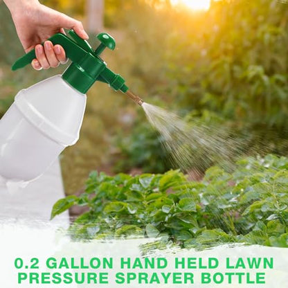 Ziliny 2 Pcs 27 oz Handheld Pump Spray Bottle Garden Mister Spray, Green | Small Garden Spray Bottle, Lawn Pressure Hand Pump Sprayer, with Adjustable Brass Nozzle, for Spraying Weeds Plants, Cleaning - size: 27 oz