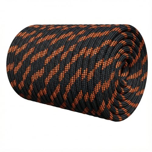 1/2 Inch Arborist Rigging Rope (200 Ft) - ASTM F2116 Certified (9,000 lbs MBS / 900 lbs SWL) - Static Polyester Bull Rope for Tree Climbing, Nautical Rigging & Swings (Black) - size: 1/2IN x 200 FT, style: Black