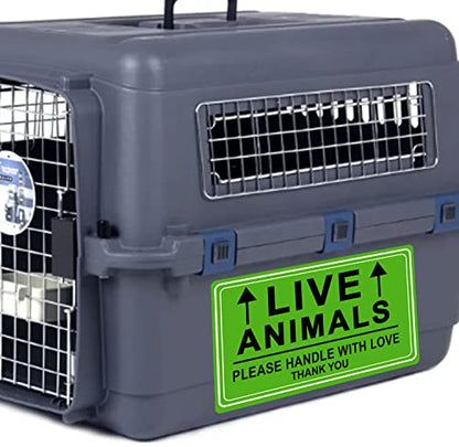 Live Animals Stickers for Pet Crate – 250Pcs Fluorescent Handling Labels for Pet Shipping, Airline Cargo, Breeder Transport, Animal Rescue & Veterinary Clinic – Please Handle with Love