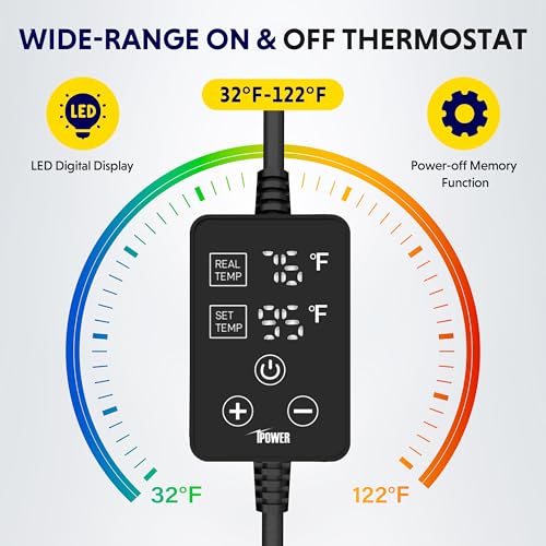 iPower 6 by 8 Inch 8W Reptile Heating Pad with Adjustable Thermostat, Under Tank Warmer Terrarium Heat Mat for Turtles/Snakes/Lizards/Frogs, and Other Reptiles - size: 6" x 8", style: Heat Pad - New