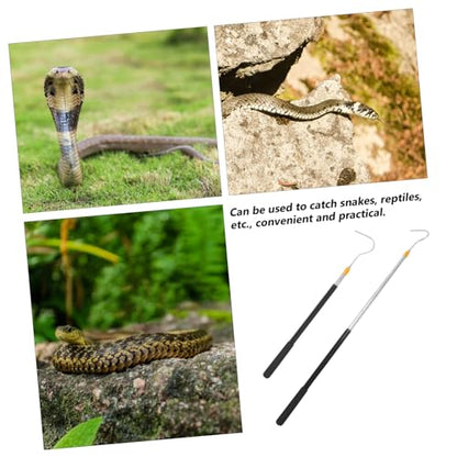 TOYANDONA Telescopic Snake Catcher Hook Adjustable Length Stainless Steel Snake Handling Tool Collapsible Design for Safe Reptile Capture and Efficient Handling