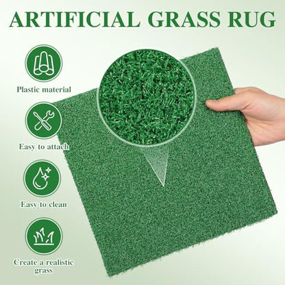 Balacoo Artificial Turtle Basking Platform, 9.8" Square Grass Turf Mat, Turtle Aquarium Basking Grass Turf for Aquarium Reptile Tank Floating Dock Accessory, for Lizard, Snake