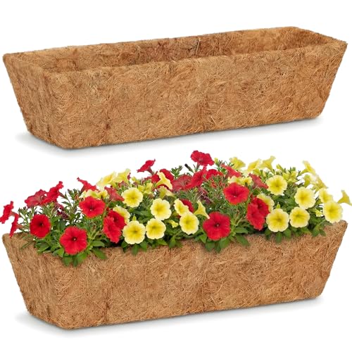 HFHOME 2Pcs 24" Trough Coco Fiber Replacement Liner, Natural 24 in Window Deck Coco Replacement Liner for Window Box - size: 24in