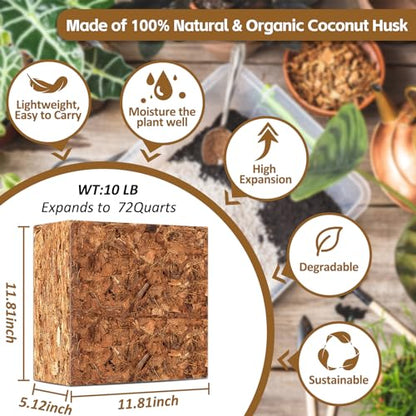 Riare 10LB Organic Coco Coir Chips for Plants Coconut Husk Substrate | Low EC & pH Balanced, Superior Drainage & Aeration, High Expansion & Moisture Retention, Mulch for Orchids, Herbs, Soil Mix