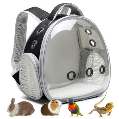 Portable Travel pet Backpack Carrier Hamster Bag Guinea Pig Bird Small Dog cat Turtle Carrier Rabbit Cage Squirrel Bearded Dragon Breathable Hangbag (Black) - color: black