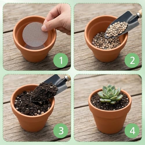 150Pcs Drainage Mesh, Black Plant Mesh, Flower Pot Hole Mesh Pad | 2 3 4 Inch Plastic Round Drainage Mesh Screen Cover, Assorted Sizes, Bonsai Bottom Grid Mat, Indoor Outdoor Gardening Plants